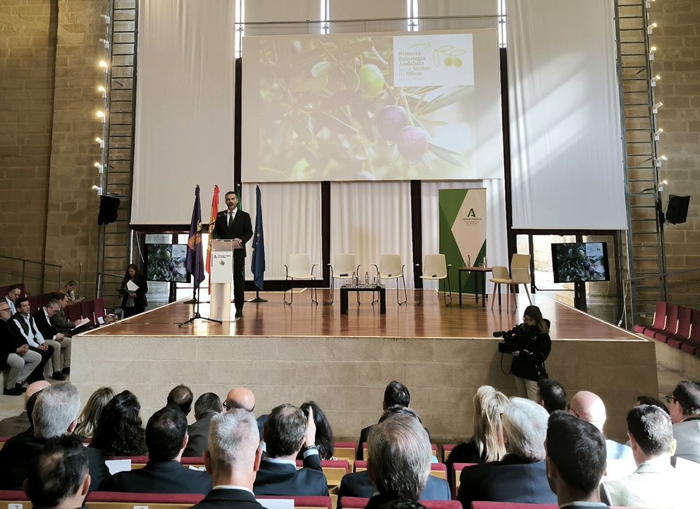 Ramón Fernández-Pacheco, consejero de Agricultura, Pesca, Agua y Desarrollo Rural, durante la presentación de la I Estrategia Andaluza del Olivar.