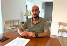 Javier Gámez, tras su intervención.