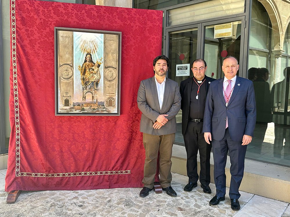 Presentación de la pintura que anunciará la Coronación de la Virgen del Alcázar.